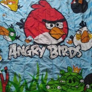 Colorful Angry Birds Twin Size Comforter with Slingshot Piggies Red Bob & Chuck
